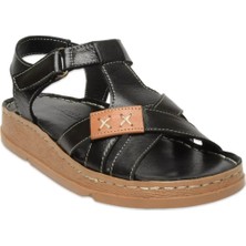 Mammamia D25YS-2440 Kadın Hakiki Deri Comfort Sandalet Siyah