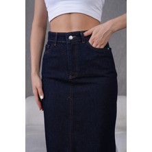Dema Pamuklu Koyu Yıkamalı Denim Etek