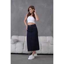 Dema Pamuklu Koyu Yıkamalı Denim Etek