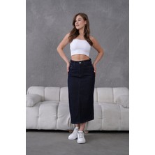Dema Pamuklu Koyu Yıkamalı Denim Etek