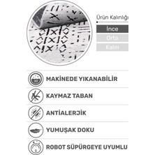 Venüs Gri İskandinav Desenli Kaymaz Pamuk Kilim – Makinede Yıkanabilir, Modern ve Dayanıklı Tasarım Halı