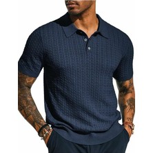 Youknitwear You Ruben Polo Yaka Triko T-Shirt Lacivert - M