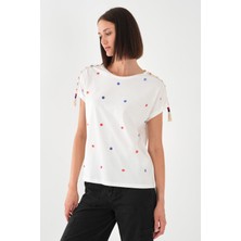 Alexander Gardi Alexandergardı Omuz Detaylı Çiçek Desenli Kadın T-Shirt