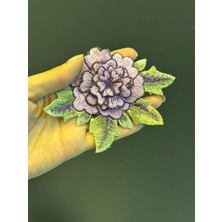 Gönülden Tasarım Mor Kabartma Nakış Işleme Çiçek Aplike Arma 10X8 cm