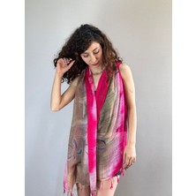 Pembe Desenli Tasarım Kadın Fular Şal 180X60 cm