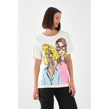 Alexandergardı Baskılı Bisiklet Yaka Kadın T-Shirt