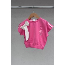 Fiyonk Detaylı %100 Cotton Kız Çocuk Şort Takım (3-10 Yaş)