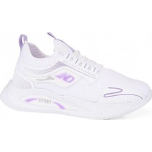 Rahat, Hafif, Ortopedik, Yazlık, Bağcıksız, Fileli Sneaker Beyaz - Lila Çocuk Spor Ayakkabı