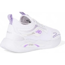 Rahat, Hafif, Ortopedik, Yazlık, Bağcıksız, Fileli Sneaker Beyaz - Lila Çocuk Spor Ayakkabı