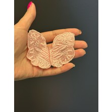 Gönülden Tasarım 10X7 cm Nakış Işleme Boncuklu Kelebek Arma Dikiş Aplike