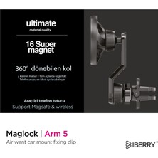 Iberry Maglock Arm 5 Klipsli Magsafe Araç Içi Telefon Tutucu
