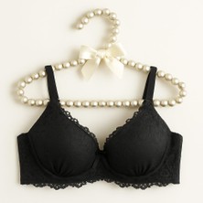 Desteksiz Dantelli D Cup Sütyen Siyah