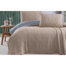Bambi Frezya Yatak Örtüsü Seti - Çift Kişilik, Açık Somon-Mavi %80 Pamuk %20 Polyester, 225X240 +2 Adet 50X70 cm Yastık Kılıfı