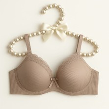 Tam Destekli Dantel Detay B Cup Sütyen Bej