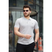 Erkek Kıvrılmaz Polo Yaka Cepsiz Slim Fit Dar Kesim T-Shirt