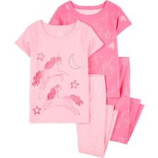 Küçük Kız Çocuk Çocuk Pijama Set 4'lü Paket