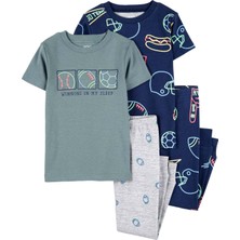 Küçük Erkek Çocuk Çocuk Pijama Set 4'lü Paket