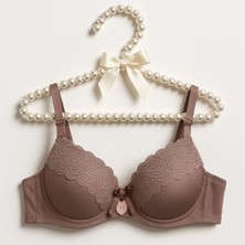 Dantel Detaylı Destekli B Cup Sütyen Kahverengi