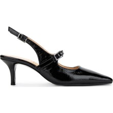 Tamer Tanca Kadın Hakiki Deri Siyah Rugan Topuklu Ayakkabı 492 55201 Bn Ayk Y25 Sıyah Rgn