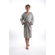 Pamuklu Kapüşonlu Genç  Garson Boy Unisex Cepli Bukle Kadife Bornoz