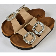 Dadwolf Kız Çocuk Mantar Tabanlı Ortopedik Taşlı Terlik Yaz Sezonu İçin Günlük Kullanım