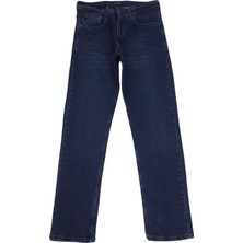 Hacker Fistan Store Erkek Lacivert Normal Bel Normal Kesim Boru Paça Büyük Beden Jean Pantolon