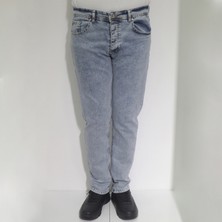Hacker Fistan Store Erkek Mavi Normal Bel Normal Kesim Boru Paça Büyük Beden Jean Pantolon