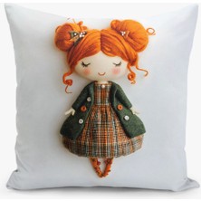 Çift Taraflı Dijital Baskı Kırlent Kılıfı Çocuk Odası Kız Desenli