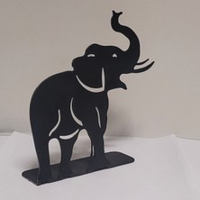 Hortum Yukarı – Metal Fil Masa Figürü (17 x 16,5 x 4,3 Cm)
