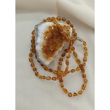 Kolye Damla Kehribar Amber Doğaltaş Yetişkin Kolyesi