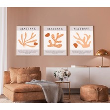 3 Parça Çerçeveli Matisse Ahşap Tablo Seti, Soyut Tablo, Ev Dekoru