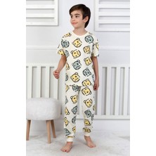 Erkek Çocuk %100 Pamuk Baskılı Pijama Takımı – Kısa Kollu, Sevimli Desenler