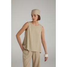 Brandup Keten Karışımlı Arka Detaylı Bluz