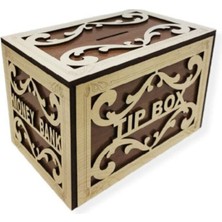 Ahşap Tip Box Bahşiş Kutusu Anahtarlı Tip Box Kutusu Ahşap Kumbara