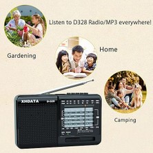 Xhdata D-328 Taşınabilir Radyo  12 Bant Cep Radyosu, Dsp/mp3 Müzik Çalar ve Tf Kart Yuvası USB