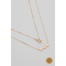 Dörtgen Figürlü 14 Ayar Rose Altın Kolye