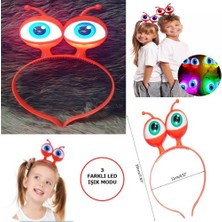 Kapamarka LED Işıklı &amp; Pilli Uzaylı Göz Parti Tacı Kırmızı Renk