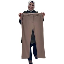 Sevda Kılınç Kadın Büyük Beden Likralı Krep Boru Paça Pantalon Düz Desenli