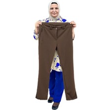Sevda Kılınç Kadın Büyük Beden Cepli Likralı Krep Boru Paça Pantalon Düz Desenli Model