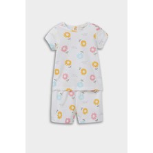 DeFacto %100 Pamuklu Çiçekli Beli Lastikli Pijama Takımı Kız Bebek E9694A525SM