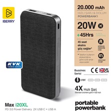 Iberry İ20XL 20.000 Mah Pd 20W Taşınabilir Şarj Aleti Powerbank