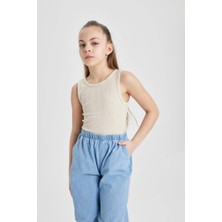 DeFacto Kız Çocuk Basic Atlet Günlük Kullanım İçin Taş Renkli Düz Desenli Konforlu Model