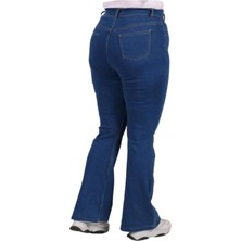 Sevda Kılınç Kadın Büyük Beden Kot İspanyol Paça Günlük Model Desenli Pamuk Kumaş