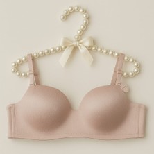 Pudra Işıltı Desteksiz Push-Up C Cup Kesim Sütyen