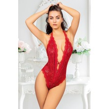 Zariften Kırmızı Çift Çapraz Ipli Bodysuit - 891