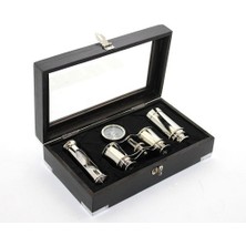 Ahşap Kutulu Pirinç Dürbün Pusula ve Kum Saati Seti