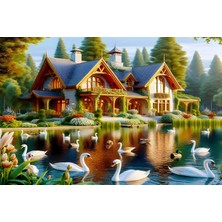 Aden Dekoratif Manzara Gölet ve Ördekler Kanvas Tablo