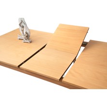Fidan Beyaz Renk Naturel Etek Ahşap Ayak Açılır 130X80 Masa (Açılımış Ölçüsü 160X80)