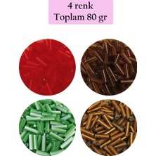 Kapamarka Uzun Boru Kesme Boncuk Çap 2mm Uzunluk 10 Mm - 4 Renk - Toplam 80 Gram - Bnc431