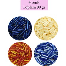 Kapamarka Uzun Boru Kesme Boncuk Çap 2mm Uzunluk 10 Mm - 4 Renk - Toplam - Bnc428 80 Gr